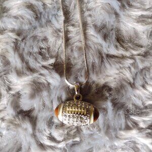 Crystal Football Pendant and Chain White Gold with Lobster Clasp